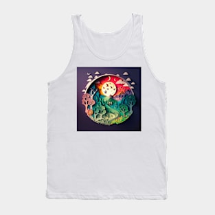 3D Effect Papercut Art - Fairytale Scene Tank Top